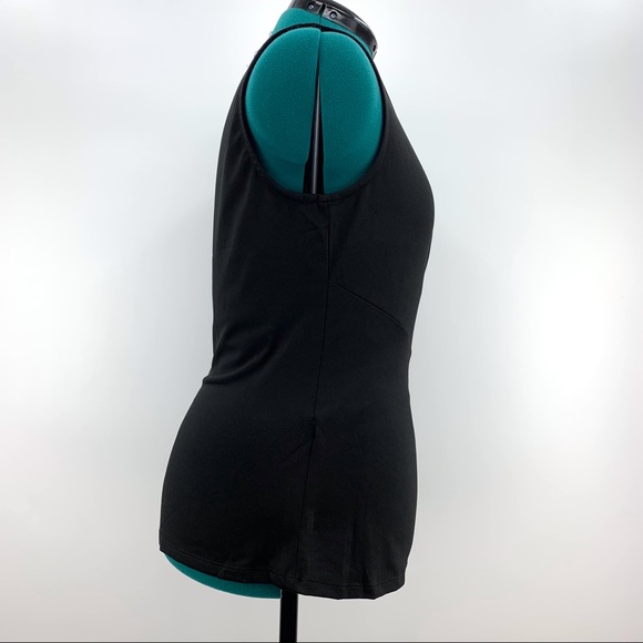 AUW NWT Black Wrap Front V-neck Ruched Sleeveless Top, Medium - Picture 9 of 16